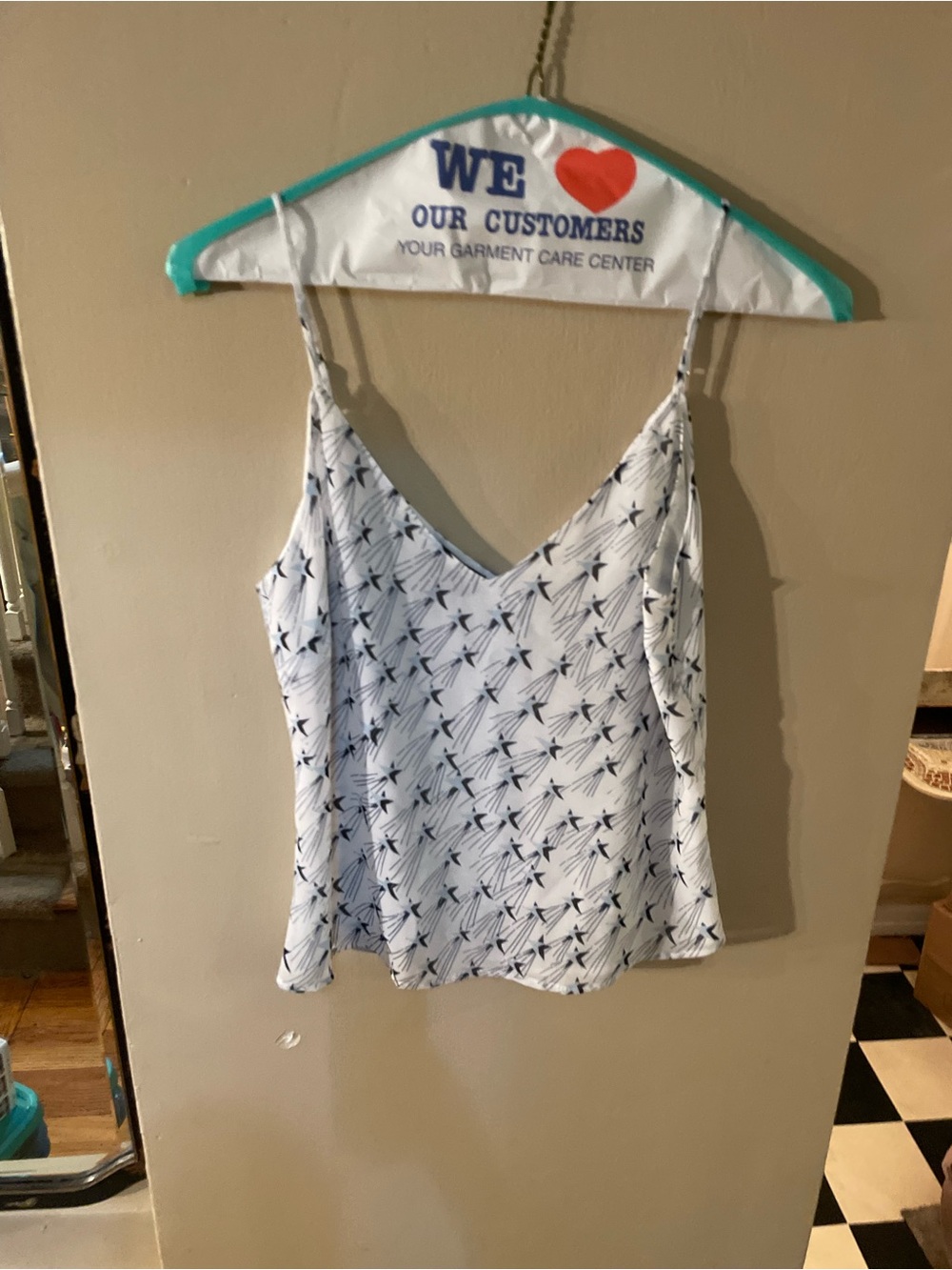 Bebe White Camisole with Navy star Print